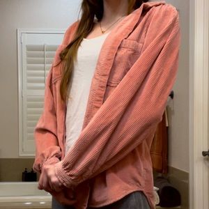 Salmon Corduroy Flannel American Eagle